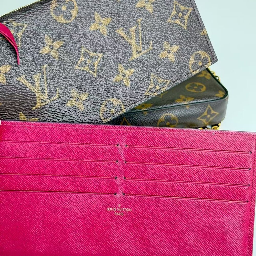 Louis Vuitton Monogram Canvas Felicie Shoulder Bag Crossbody with Gold Chains - Picture 7 of 9
